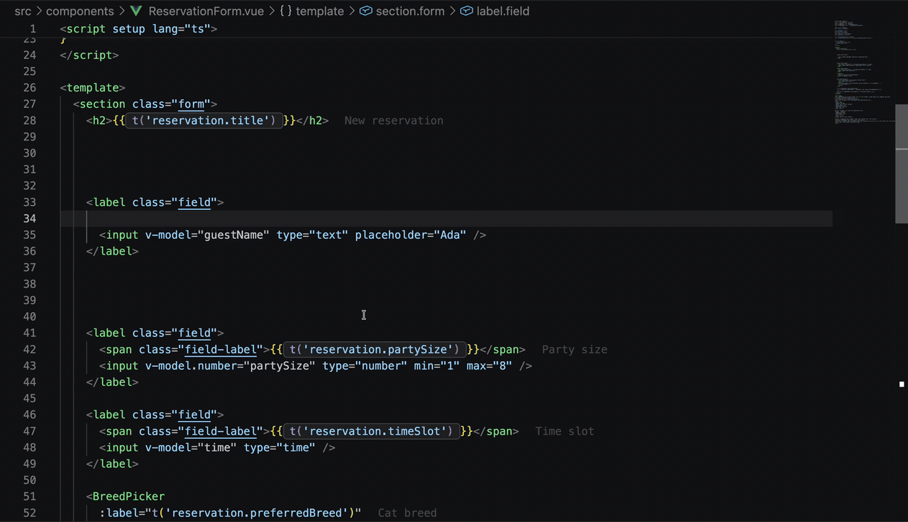 Generating a message from surrounding code context